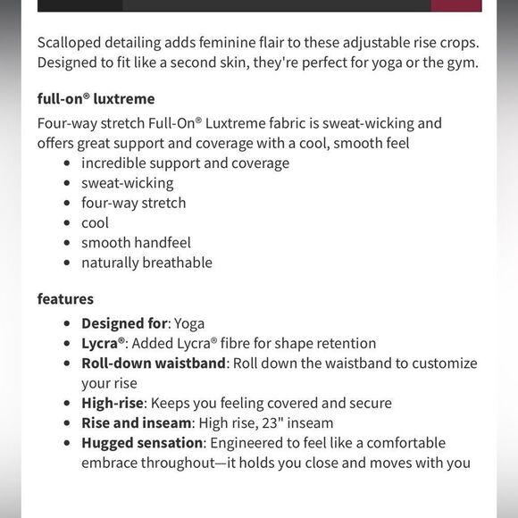 Lululemon Wunder Under Crop High-Rise *Roll Down Scallop Full-On Luxtreme 23" - Picture 4 of 13